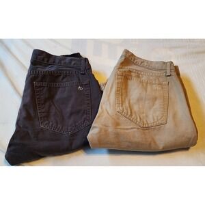 Lot of (2) Rag & Bone Fit 2 Slim Jeans Mens 30 Charcoal Grey & Khaki Tan Preppy